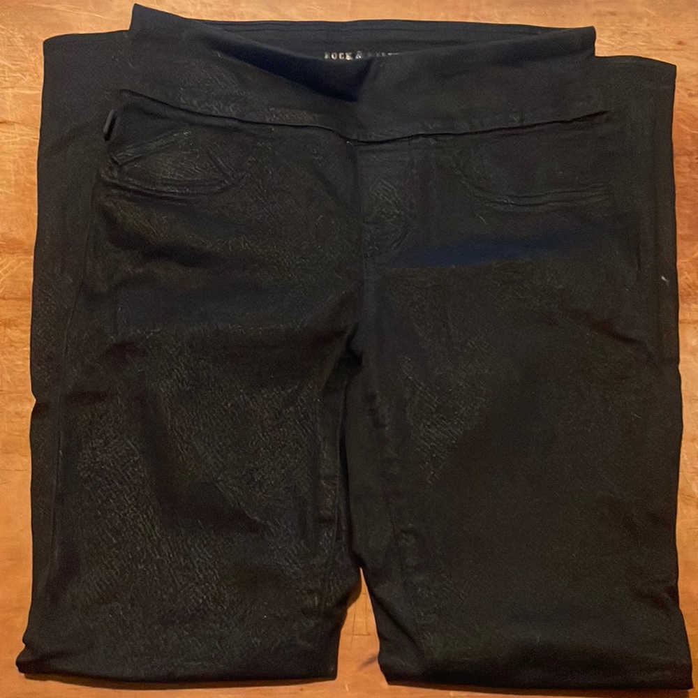 Rock & Republic Denim Rx Black Jean Leggings size 8